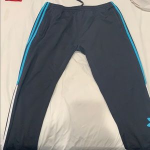 Adidas blue and white track pants L